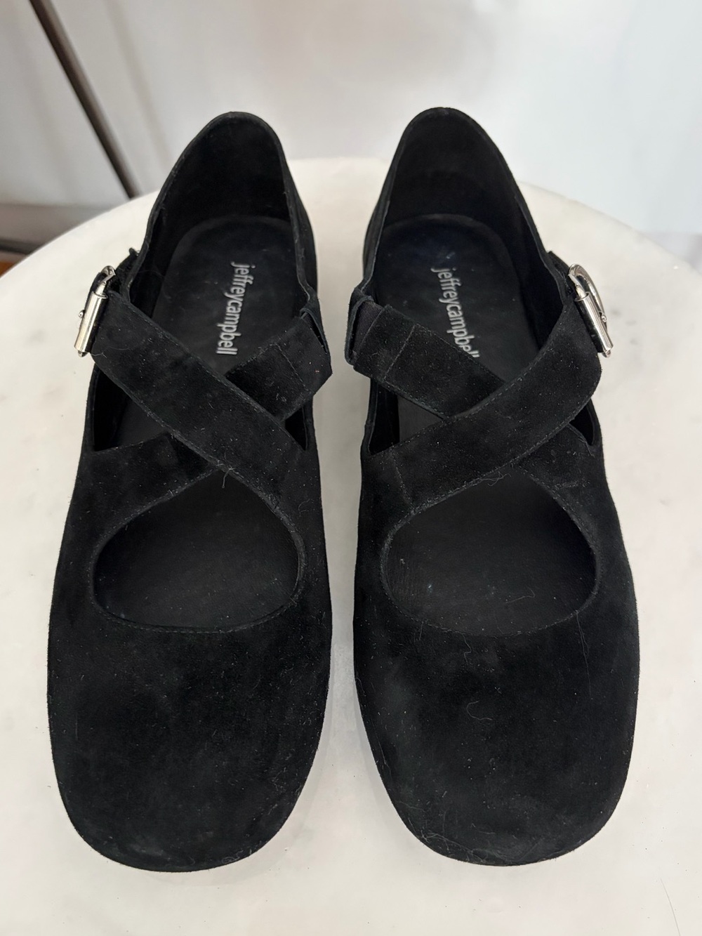 Jeffrey Campbell PLIETS Black Suede Ballet Flats - EUC